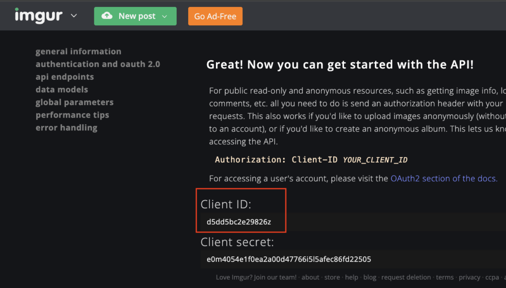How to get Imgur client id for pwa push? | WebVista | Siberian CMS Store